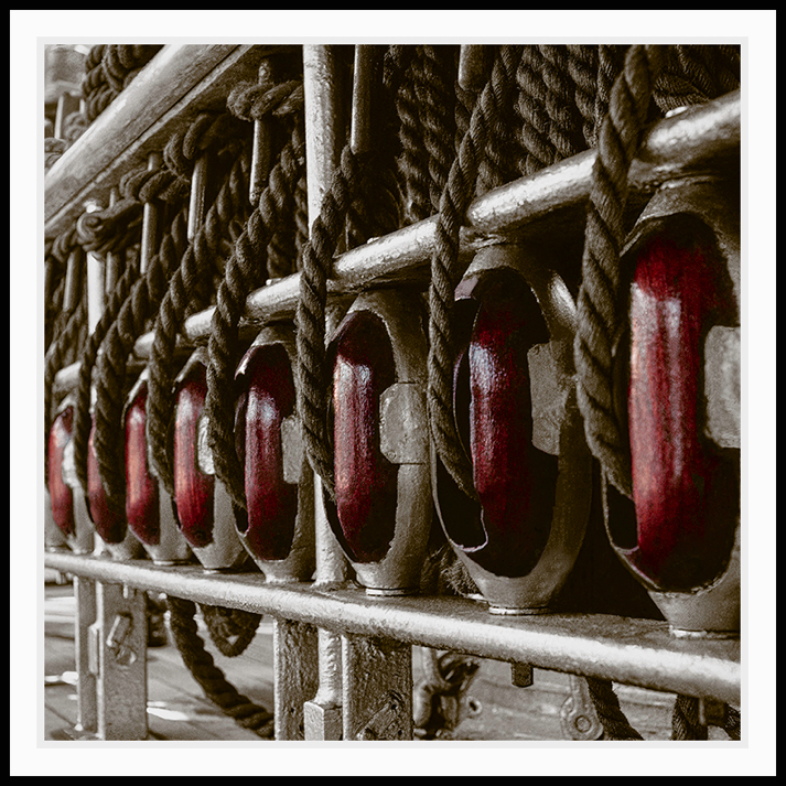 A large sailing ship's rigging.